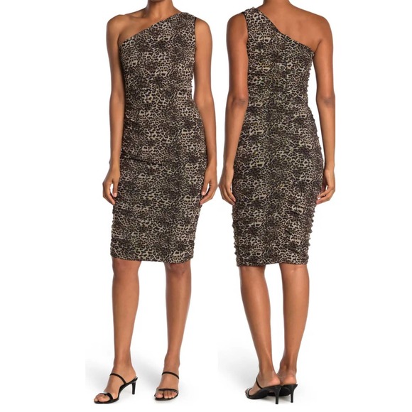 Love By Design Dresses & Skirts - NWT- LOVE BY DESIGNS One-Shoulder Body-Con Leopard Print Midi Dress - Sz Medium